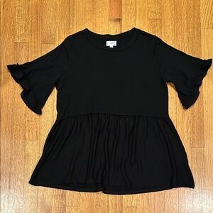 Wonderly Black Ruffle Sleeve Blouse Size Medium